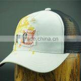 Applique embroidery and printed logo cap with mesh back