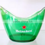 customized promotional double layer plastic acrylic oval ice bucket