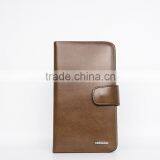 Brown Smooth Leather Men's Carrying Wallet Case Clutch Cell Phone Zippered Pouch thumbnail-6
