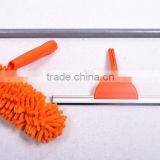 Colourful Plastic Shower Glass Wiper Telescopic Pole Cleaning Window Squeegee with Chenille Cloth