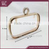 16.3x9.6cm Shiny Light Gold Classical Box Purse Frame With Diamond Ring Head thumbnail-2