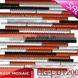 Ten mm linear glass mix aluminium mosaic tiles HG-CDT200