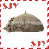 French Women's Wool Beret Hat With Self Flowers thumbnail-2