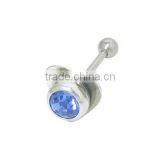 Surgical Steel Blue Heart Jewel Best Design Barbell Flashing Tongue Ring