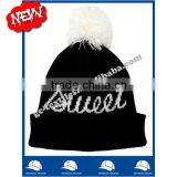 New Product China Manufacturer OEM CUSTOM LOGO Winter Fur Pompons Women Fashion Acrylic Beanie Hat and Cap thumbnail-1