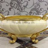 Glorious Decorative Fruit Bowl, Gold Color Fruit Bowl With Handles, Gilt Decorative Arts & Crafts thumbnail-1