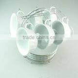 Hot Selling Stock Set of Coffee Cup and Saucer With Metal Rack thumbnail-1