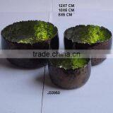 Antique Brassl Out Side and Metal Green Colours in Side Aluminium Votive With Flame Like Edges Can be in Any Colour thumbnail-1