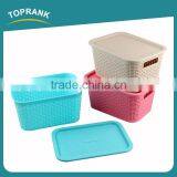 Toprank Fashion Beautiful Transparent Weaving PP Plastic Shoe Storage Box Decorative Desktop Handled Sundry Storage Box thumbnail-1