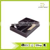 7 Compartments Black Faux Leather Desktop Set Storage Organizer thumbnail-1