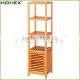 5 Tier Natural Bamboo Floor Tower Storage Cabinet Multifunctional Display Rack/Homex_FSC/BSCI Factory thumbnail-1