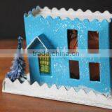 Turquoise Blue Vintage Putz Christmas House thumbnail-1