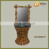 bamboo appearance resin bathroom basin with mirror