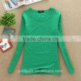 Lady Fashion 100%cotton Top Plain Women Long Sleeve t Shirt thumbnail-5