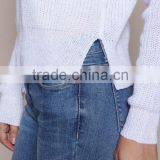 MGOO New Arrival Women V Neck Sweaters Split Long Sleeves Knitted Fast Fashion Tops Plain White Sweaters thumbnail-3