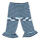 100% Cotton Knit Strip Fabric Single Ruffle Capri Pants thumbnail-5