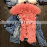 Myfur Hot Sale Girls Jeans Parka Jacket Wholesale With Real Fur Collar thumbnail-5