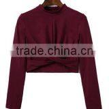 Runwaylover EY2229B Ladies White Long Sleeve Blank Crop Tops Wholesale Cheap thumbnail-5