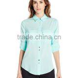Women's Pink,Orange,Blue Double Button Blouse thumbnail-2