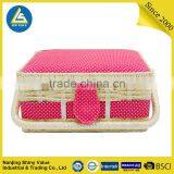 Bamboo Woven Basket Small Size With White Dot on Pink Cotton Fabric thumbnail-1