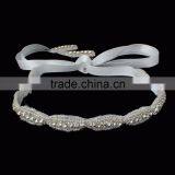 White Clear Rhinestone Circle Ring Ribbon Headband Headdress Wedding Hair Accessories thumbnail-3