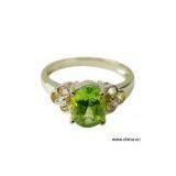 Sell 14K Solid Gold With Natural Peridot, Real Diamond Ring (New Design) thumbnail-1