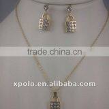 Newest Lock Shape Pendant Earring And Necklace Jewlery Set