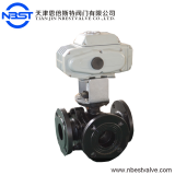 Dn65 Motorized Three Way  Cast Steel Flange Ball Valve