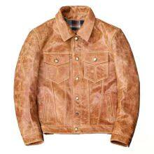2021NEW FASHION WASHED MEN'S GENUINE COWSKIN LEATHER JACKET FACTORY HOT SALE thumbnail-1