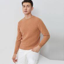 Spring and Autumn Men Crew Neck Long Sleeves Knitted Pullover Garment for Sale thumbnail-2