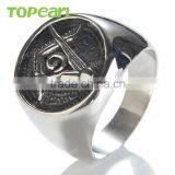 Topearl Jewelry Embossed Stamped Freemason Masonic Stainless Steel Men Ring MER05-09
