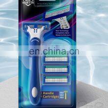 IGUETTA Triple Blades Men Shaving Razor Stainless Steel s Blades Rubber Handle Razor Blades For Male GF2-2025 thumbnail-2