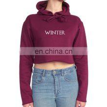 Maroon High Quality Non Rib Gym Yoga Crop Top Hoodie Sweatshirt Top Sold and Shorts Set Sexy Women Sports thumbnail-1