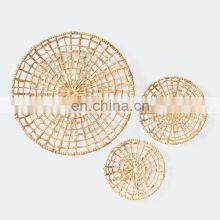 Hot Sale Decorative Set Of 3 Boho Water Hyacinth Wall Hanging Decor Wholesale Made in Vietnam thumbnail-1