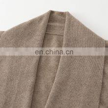 Trendy Loose Knitted 100% Cashmere Cardigan Long Casual Winter Sweater With Solid Pattern and Front Logo for Ladies thumbnail-3