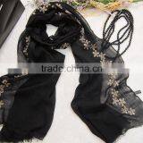 Charm Elegant Large Plain Small Leaf Embroidery Patterns Scarves Fashion Quality Choice thumbnail-3