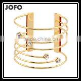 Europe Wire Shape Diamond Gold Plated Cuff Bracelet thumbnail-1