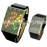 New Arrival Leather Band Red Touch Led Light up Watches thumbnail-1