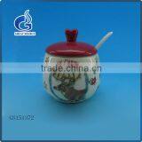 Hotsale Christmas Kitchen Decorative Ceramic Canisters With Spoon
