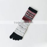 China Socks Factory Custom Design OEM Comfortable Winter Thick Womens Home Wear Pilates Yoga Injinji Wool Latex Toe Socks