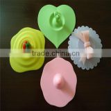 Make customized Mug silicone rubber coffee lids with differ head handles shapes for promotional gifts