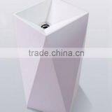 Solid Surface Stone Resin Square Free Standing Pedestal Resin Wash Basin,Artificial Stone Washing Basin thumbnail-1