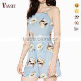 Pets Printing Pattern Casual Beach Shorts Jumpsuit Rompers For Lady thumbnail-1