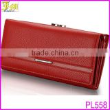 New Fashion Genuine Leather Women Wallet Solid Embossed Litchi Grain Hasp Wallets Ladies' Long Clutches Coin Purse Card Holder