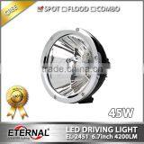 6.7in 45W Cannon High Power 4x4 Off-road Driving Spot Beam With Black Silver Red Ring Long Distance Led Driving Spotlight