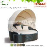 YH-8166 Sunbed With Canopy Outdoor Black Wicker Patio Bed Round