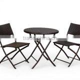3 Piece Outdoor Patio Rattan Bistro Small Dining Chair Set thumbnail-1