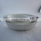 Good Quality High White Porcelain Oval Bakeware Set With Handles thumbnail-1