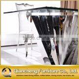 Fashion Tempered Glass Stainless Steel Dining Table and Chair Sets thumbnail-3