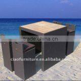 Wholesale Modern Wooden Top Rattan Base Bar Table and Chairs thumbnail-6